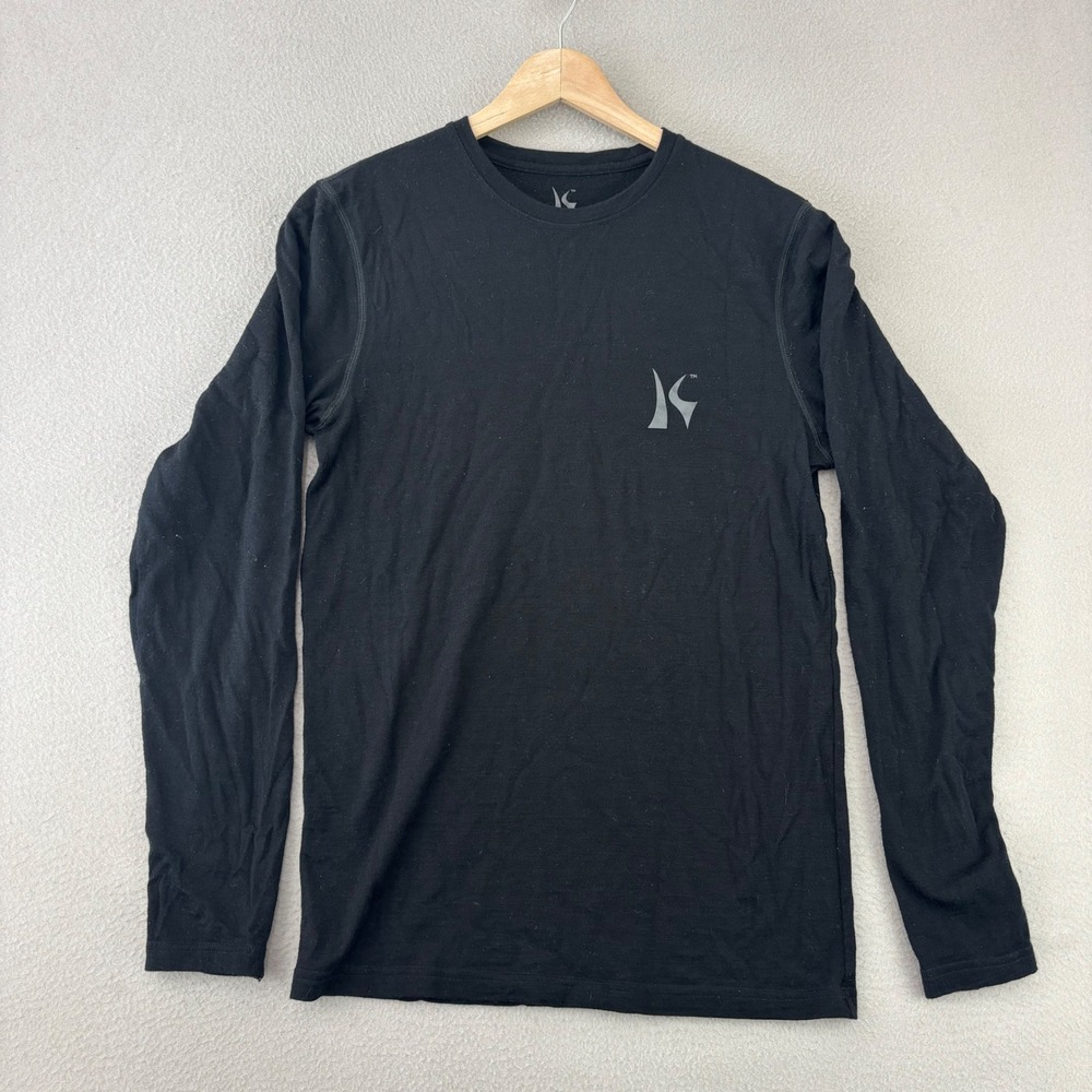 Killik Merino Wool Long Sleeve‎ Shirt Mens Small Black Outdoor Base Layer Logo